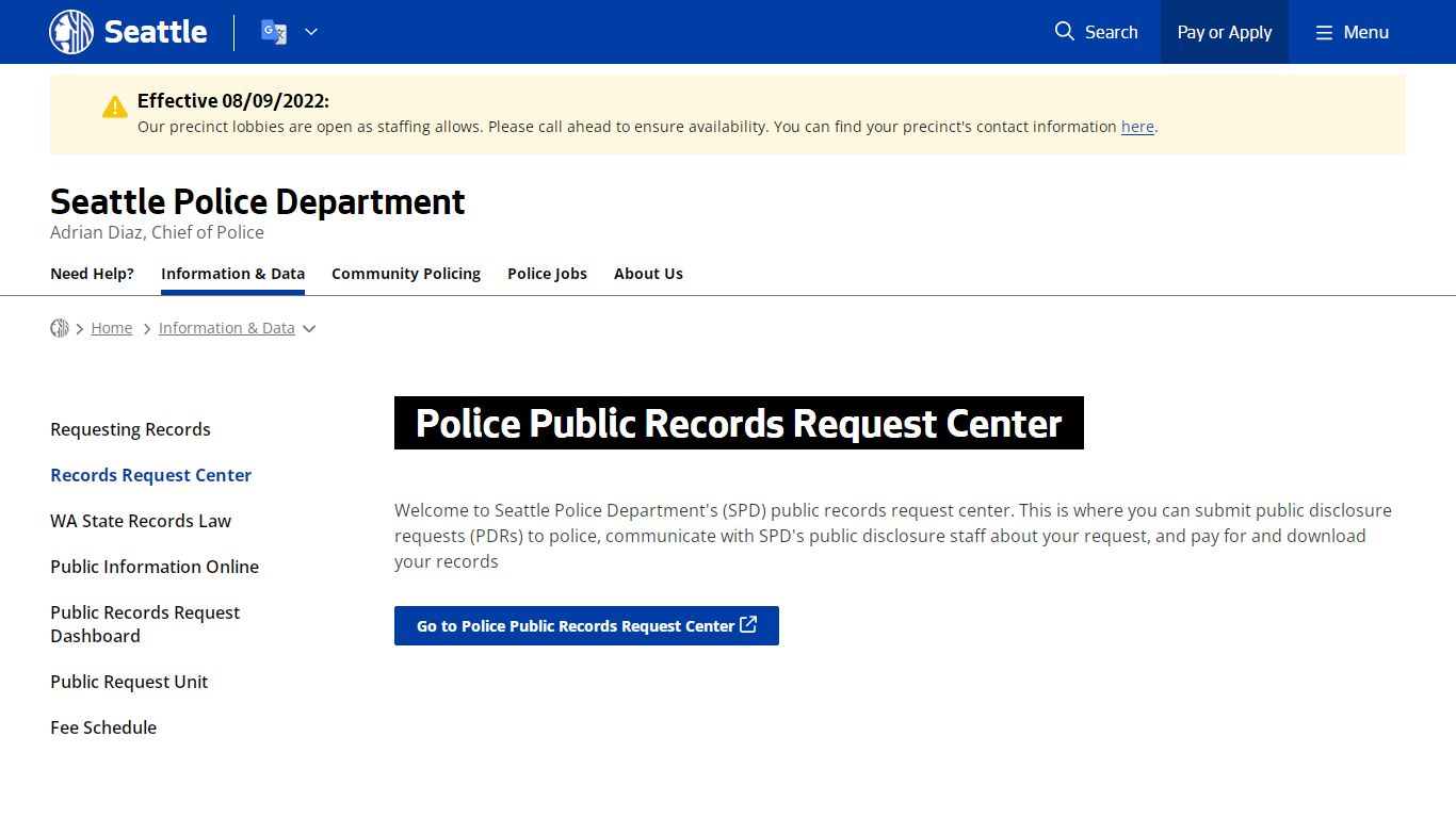 Police Public Records Request Center - Police | seattle.gov